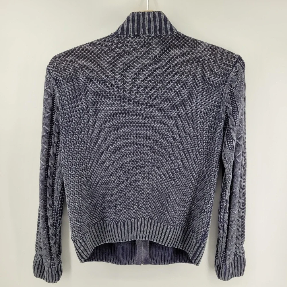 Carbon 2 Cobalt Mens XL Stavanger Knit Sweater Full Zip Cardigan Linen‎ Blend